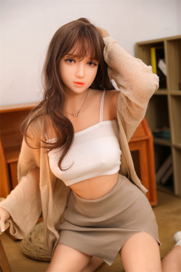 Realistyczna lalka miłości 158CM jasna skóra brązowe włosy stopy do stania TPE Sex Doll
