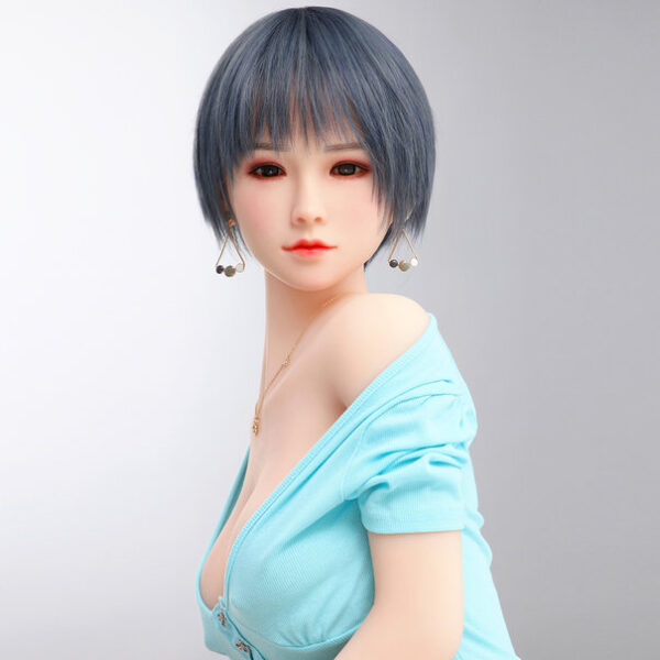 Miseczka D 158 cm, Mały Biust, Silikonowa Głowa, Niebieskie Włosy, Można Przeszczepić, Można Stosować na Biodra Sex Doll