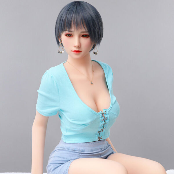 Miseczka D 158 cm, Mały Biust, Silikonowa Głowa, Niebieskie Włosy, Można Przeszczepić, Można Stosować na Biodra Sex Doll - obrazek 4