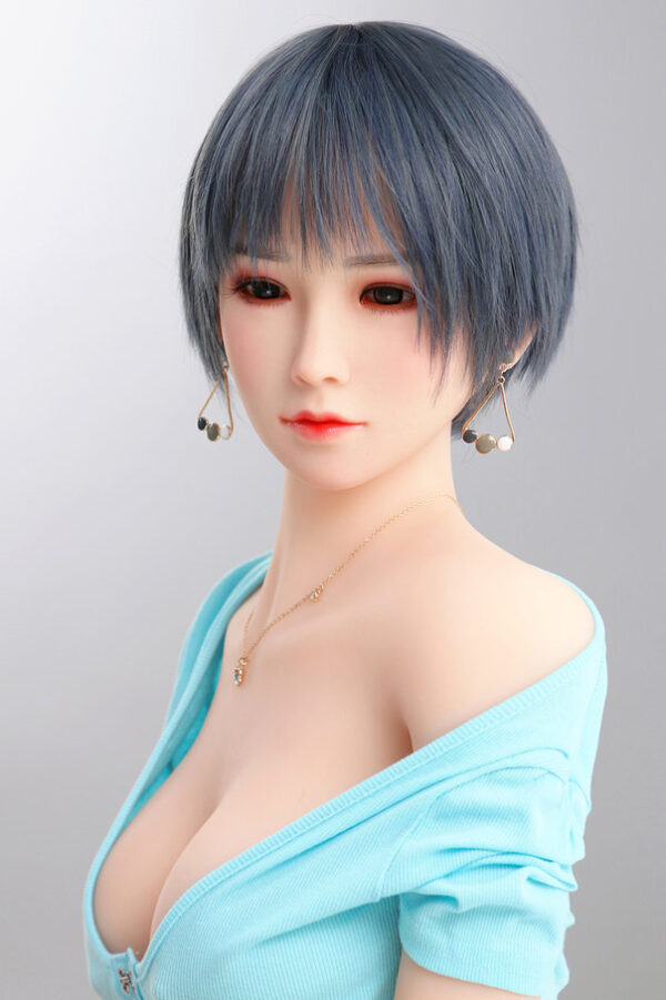 Miseczka D 158 cm, Mały Biust, Silikonowa Głowa, Niebieskie Włosy, Można Przeszczepić, Można Stosować na Biodra Sex Doll - obrazek 6